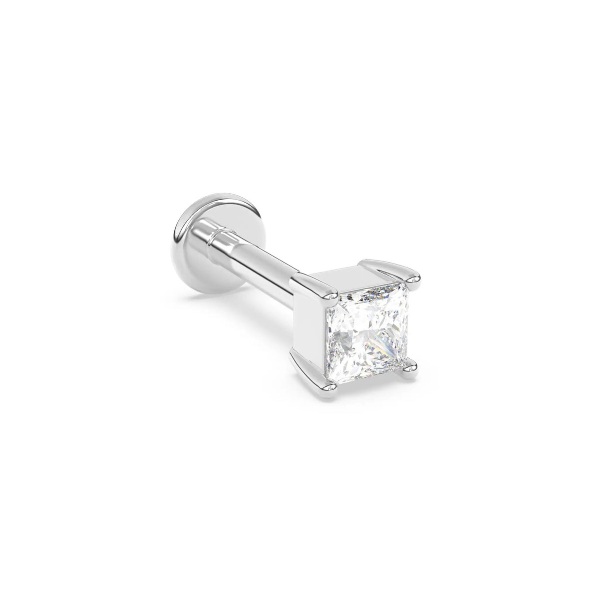 Gold Single Earring with Princess Cut Diamond – Argent & Asher