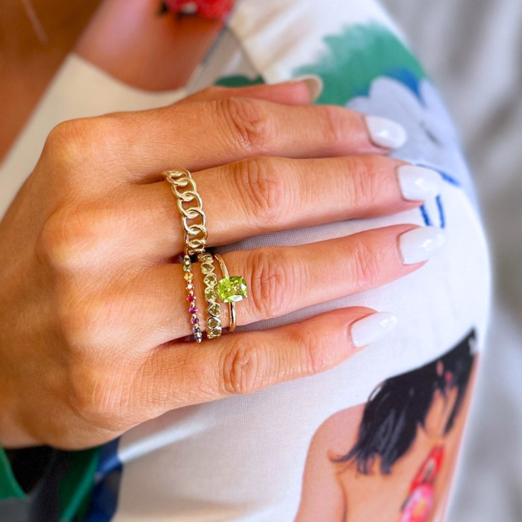 peridot heart ring