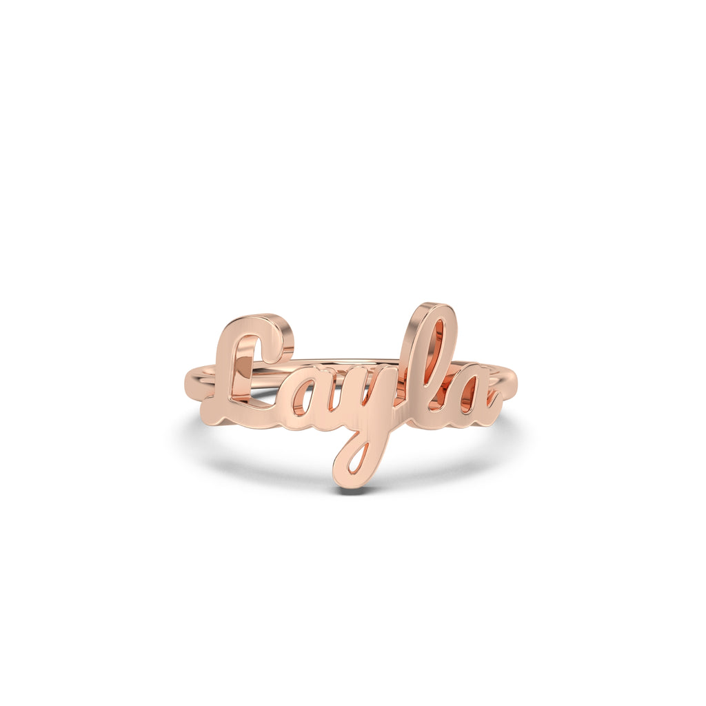 name ring in rose gold