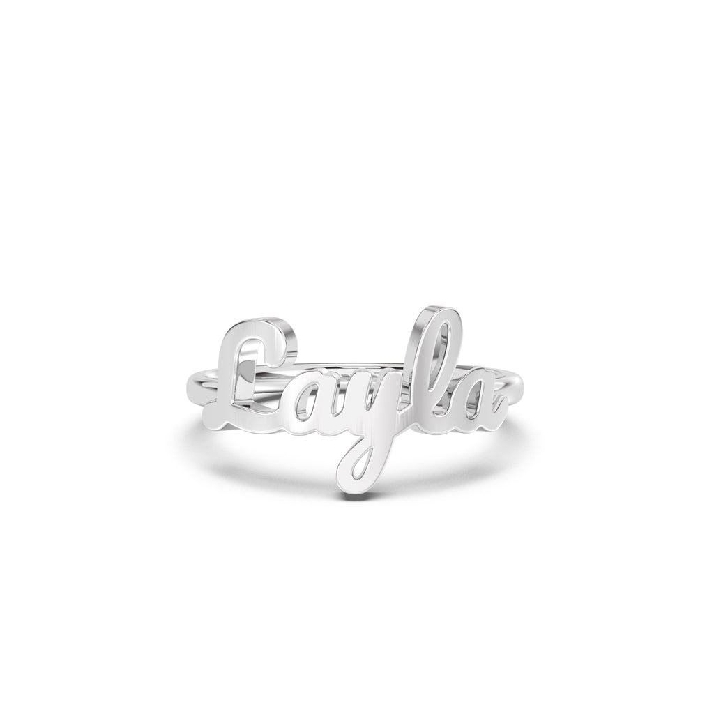 name ring in white gold