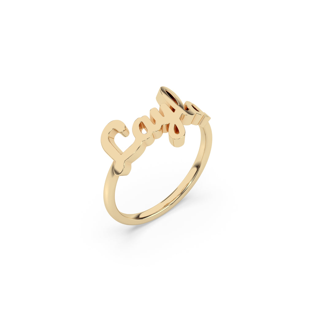 name ring in yellow gold