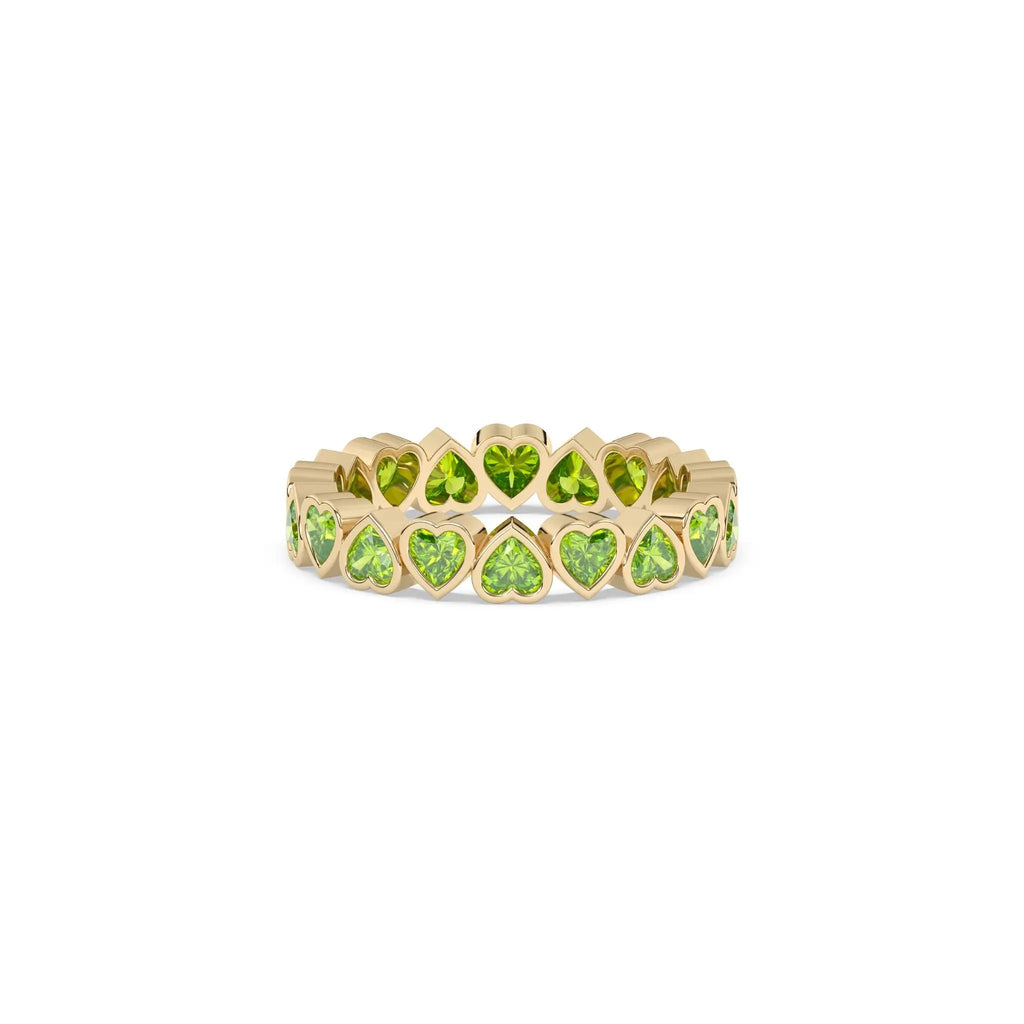 heart ring handmade with peridot set in 14k solid gold