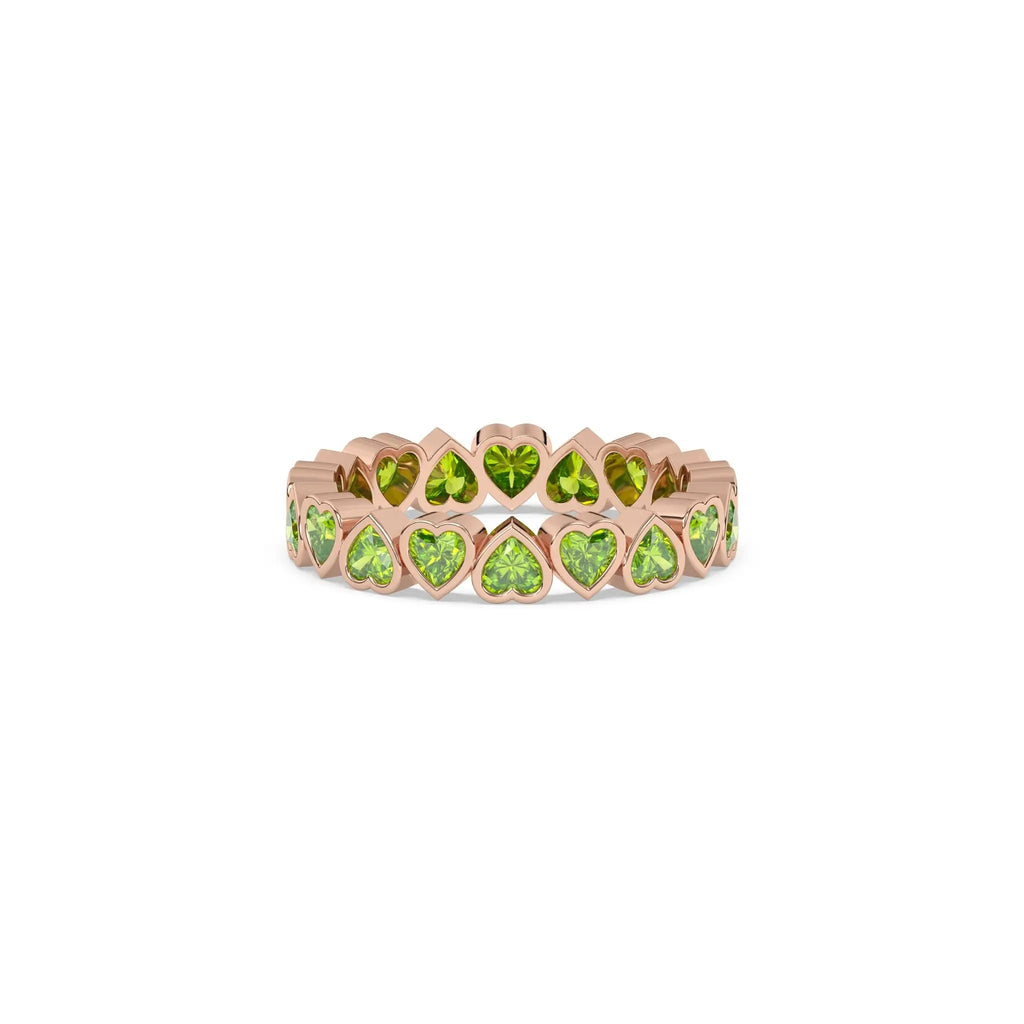 heart ring handmade with peridot set in 14k solid gold