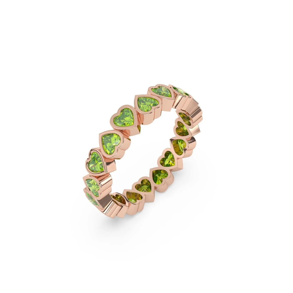 heart ring handmade with peridot set in 14k solid gold