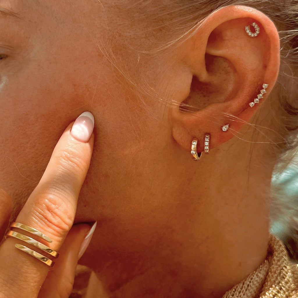 petite diamond huggie earring